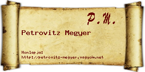 Petrovitz Megyer névjegykártya